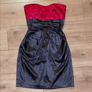 Teeze Me Strapless Hot Pink and Black Dress